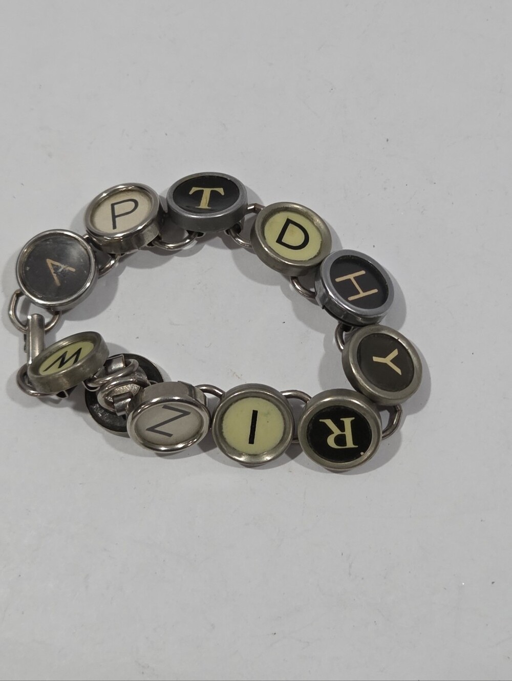 Vintage Silver Tone Charm Bracelet Made From Antique Typewriter Keys APTDHYRIZBW